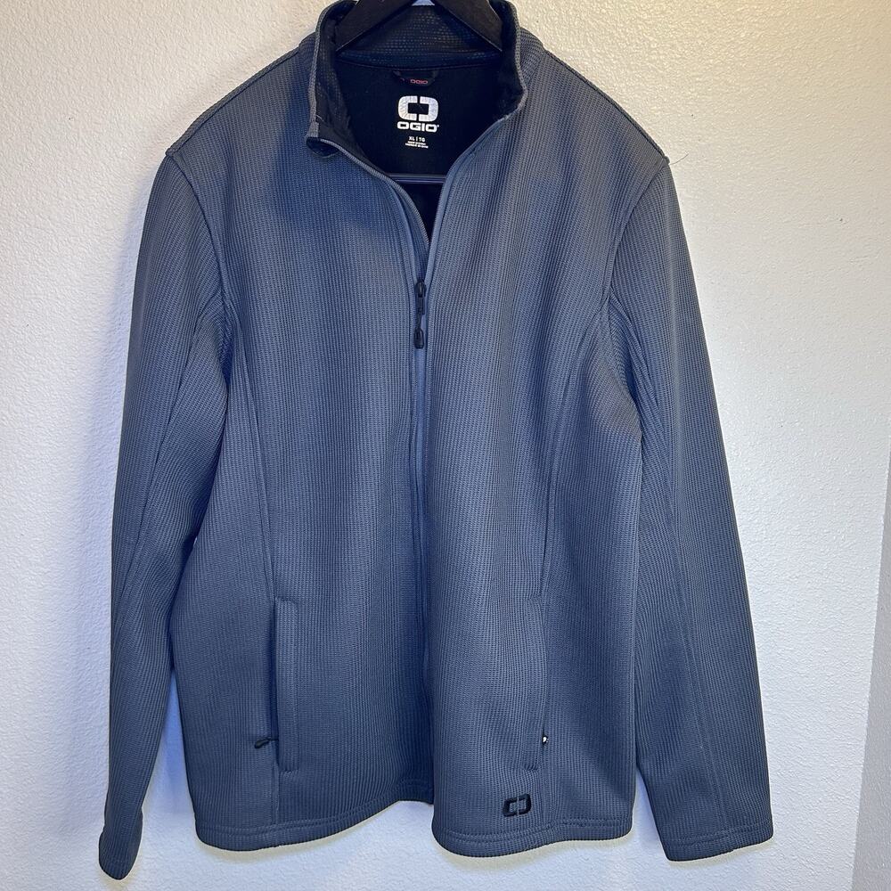 OGIO Jacket Mens XL Gray Full Zip Waffle Knit Fleece